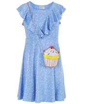 Us Angels Big Kid Girls Printed Dress And Purse 2 Piece Set,Med Blue,8 - £50.46 GBP