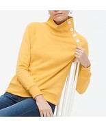 J. CREW Butter Yellow Button-Collar Pullover Sweatshirt Size Large - $545.55 MXN