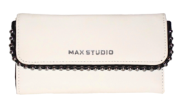 MAX STUDIO - White Tri-Fold Wallet -Faux-Leather With Silver Pearl-like Accents - £16.51 GBP