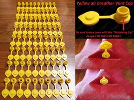 80-Pack-GAS-CAN-YELLOW-VENT-CAPS-Air Breather FIX CAN GLUG-Wedco-Blitz-M... - £29.10 GBP