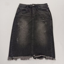 Risen Jeans Los Angeles RDS1222 Women's Black Distressed Denim Fray Skirt Small image 15