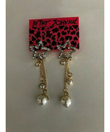 Betsey Johnson Gold Alloy Rhinestone Star Pearl Multi Dangle Post Earrings - $16.59 CAD
