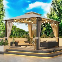 10X12Ft Softtop Gazebo With Nettings And Curtains,Heavy Duty Double Roof, Deck - £369.45 GBP