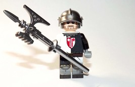 Minifigure Knight White and Grey with Hammer Castle soldier Custom Toy - £4.07 GBP