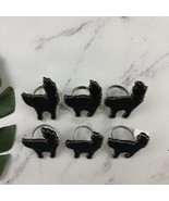 Pottery Barn Vintage Halloween Cat Napkin Rings Lot of 6 Black Beaded Sp... - $36.62