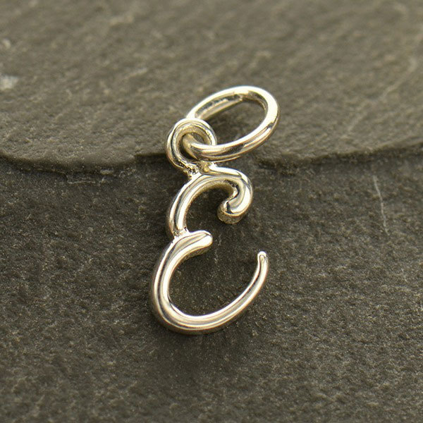 Sterling Silver Initial Charm Letter E 14x5mm - $13.92