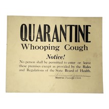 1930s Whooping Cough Quarantine Notice Vintage Authentic Medical Ephemera 14x11 - £12.33 GBP