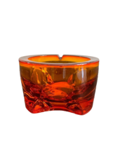 Viking Glass Mid Century Modern Amber Color Glass Ashtray - £94.17 GBP