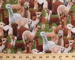Farm Animals Llamas Alpacas South America Green Cotton Fabric Print D505.14 - $10.49