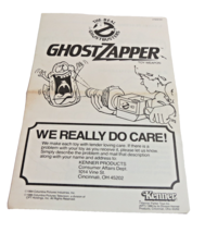 The Real Ghostbusters 1986  Ghost Zapper Manual Package Insert Kenner - $10.40