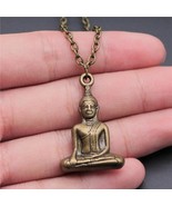 BUDDHA NECKLACE 1&quot; Pendant 29&quot; Chain Bronze Tone Alloy Metal Lucky Buddh... - $5.95