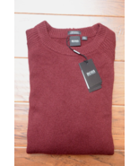 Hugo Boss $398 Men&#39;s Banilo Regular Fit Dark Red 100% Cashmere Knit Swea... - £97.37 GBP