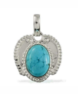 Pendant Blue Howlite ANGEL WINGS natural  9 carats 20 inch chain - $384.34 MXN