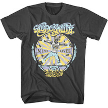 Aerosmith Nine Lives Wheel Men&#39;s T Shirt Cat Album Rock Band Concert Tour - £21.18 GBP+