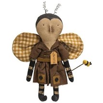 folk art primitive rustic country farmhouse SWEETIE GIRL BEE 14&quot; fabric DOLL - £41.10 GBP