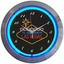 Las Vegas Welcome Art Neon Clock 15&quot;x15&quot; - £65.38 GBP