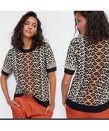 Anthropologie Maeve Ellinor Leopard Print Sweater Wool Cashmere Blend Sn... - $548.99 MXN