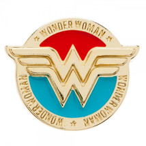 DC Comics Wonder Woman Colored WW Logo and Name Metal Pewter Lapel Pin UNUSED - £6.95 GBP