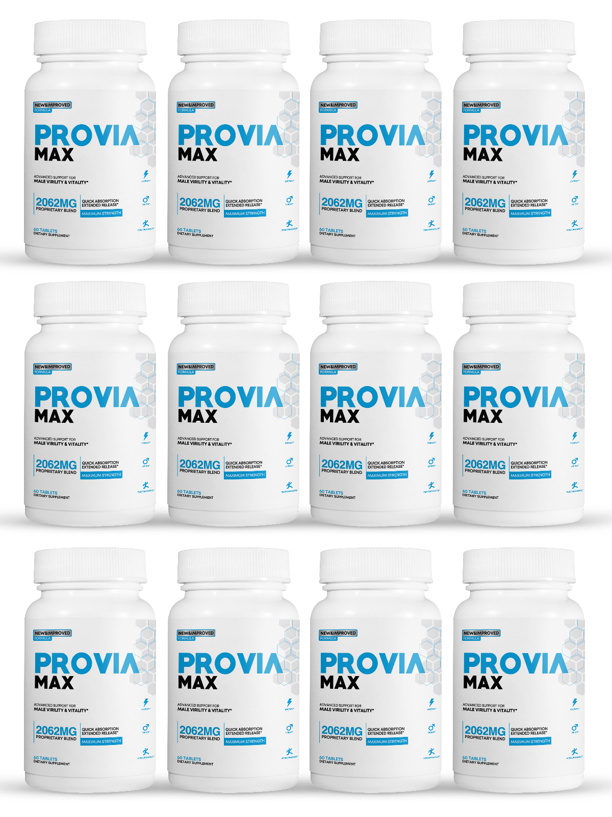 Primary image for 12 Pack Provia Max, advanced support for male virility & vitality-60 Tablets x12