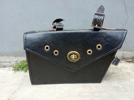 Black color bicycle middle bag bike pouch frame bag handmade for vintage... - $54.45