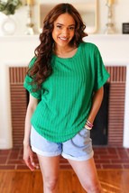 Be Your Best Green Cable Knit Dolman Short Sleeve Sweater Top - £18.87 GBP