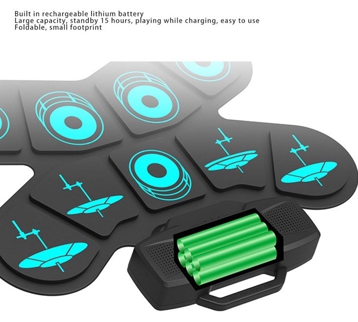 Electronic Drum Set Portable Foldable Built In Dual Stereo Speakers 9 Key Dr CHU Item image 7