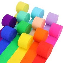 12 Rolls Crepe Paper Streamers, 12 Colors Streamers Party Supplies For Birthday  - £19.23 GBP