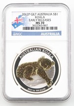 2012-P Australia Dollar 1oz Gilded Silver Koala NGC MS-70 Slabbed Early ... - $3,868.06 MXN