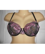 VICTORIA&#39;S SECRET SEXY LITTLE THINGS BLACK &amp; PINK LACE DEMI BRA SZ 34D $48 - £18.98 GBP