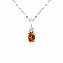 ANGARA 6x4mm Natural Citrine Solitaire Pendant with Diamond in Silver for Women - £147.28 GBP+