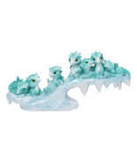 Winter Wonderland Ice Blue Baby Dragons On Frozen Bridge Glacier Rock Fi... - $533.63 MXN