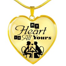 My Heart Is All Yours Couples Necklace Stainless Steel or 18k Gold Heart Pendan - £30.81 GBP+