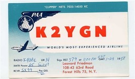 QSL Card Pan American K2YGN Forest Hills New York 1958  - £9.34 GBP