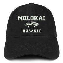 Trendy Apparel Shop Molokai Hawaii and Palm Tree Embroidered Brushed Cap - Black - £15.98 GBP