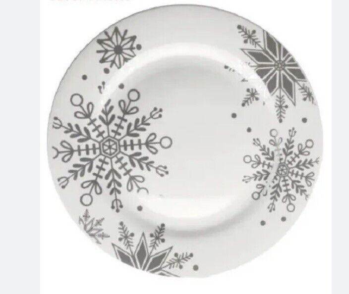 Royal Norfolk Silver Snowflakes White Christmas Side Plate 8”.-Christmas/Winter