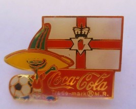 Coca-Cola World Cup 84 Soccer with Mascot with Northern Ireland Flag Lapel Pin - $3.47
