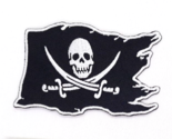 Jolly Rogers Pirate Flag Iron On Sew On Embroidered Patch 3 1/2&quot; X 2 1/4&quot; - £3.90 GBP