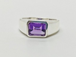 Natural Amethyst Men&#39;s Ring, Men&#39;s Signet Ring, 925 Sterling Silver Jewe... - $118.91