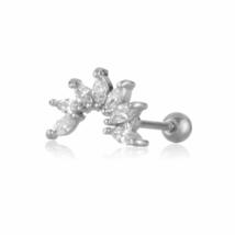 1PC Body Jewelry Back Screw Star Leaves Cz Zircon Piercing Earring Stainless Ste - £6.78 GBP+