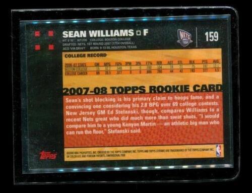 2007-08 TOPPS CHROME Rookie Basketball Trading Card #159 SEAN WILLIAMS Nets Item image 2