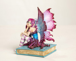 Artist Amy Brown &#39;Thinking of You&#39; Magenta Book Faery Fairy 6&quot; Statue Figurine - £27.82 GBP