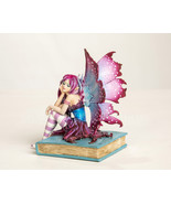 Artist Amy Brown &#39;Thinking of You&#39; Magenta Book Faery Fairy 6&quot; Statue Fi... - £28.31 GBP