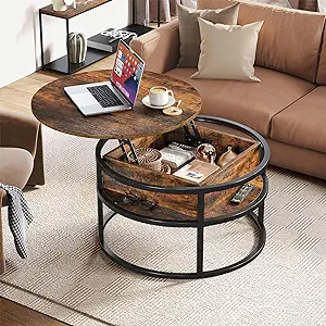 Round Lift Top Coffee Table, Coffee Tables For Living Room With Hidden S... - $352.99