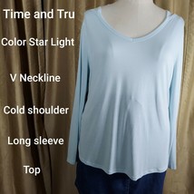 Time And Tru Starlight Blue V Neckline Cold Shoulder Top Size 22 - £7.87 GBP