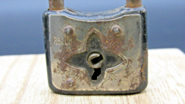 Vintage Small Padlock Made In Japan Safe NO.002 30MM Black &amp; Silver Star Flower - £3.18 GBP