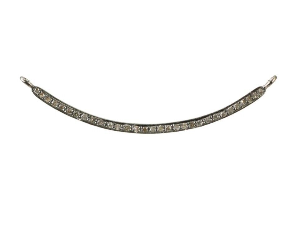 Pave diamond connector 925 sterling silver moon shape connector diamond ... - $54.36