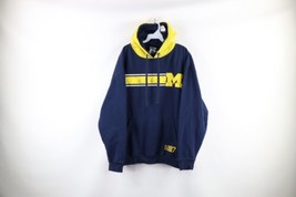 Vintage Mens XL Faded Spell Out University of Michigan Hoodie Sweatshirt Blue - £39.52 GBP