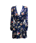 Lulus Womens Wrap Dress Multicolor Floral Puff Mini V Neck Long Sleeve C... - £30.27 GBP