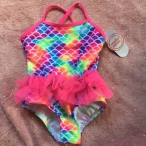 Toddler Girls Rainbow Mermaid Swimsuit W/ Tutu 2T One Piece - £5.88 GBP
