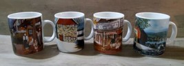 H Hargrove Set 4 Coffee Cups Artwork Tranquility Prairie Barn Elgin Post Office - £29.14 GBP